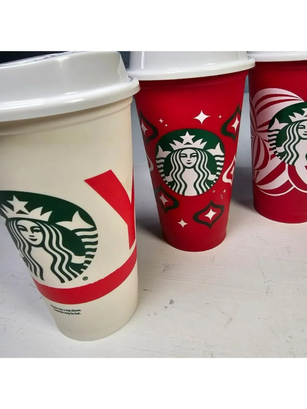 Starbucks Lot of 6 Different Christmas 16oz Reusable Cups w/ Lids 2012-2013